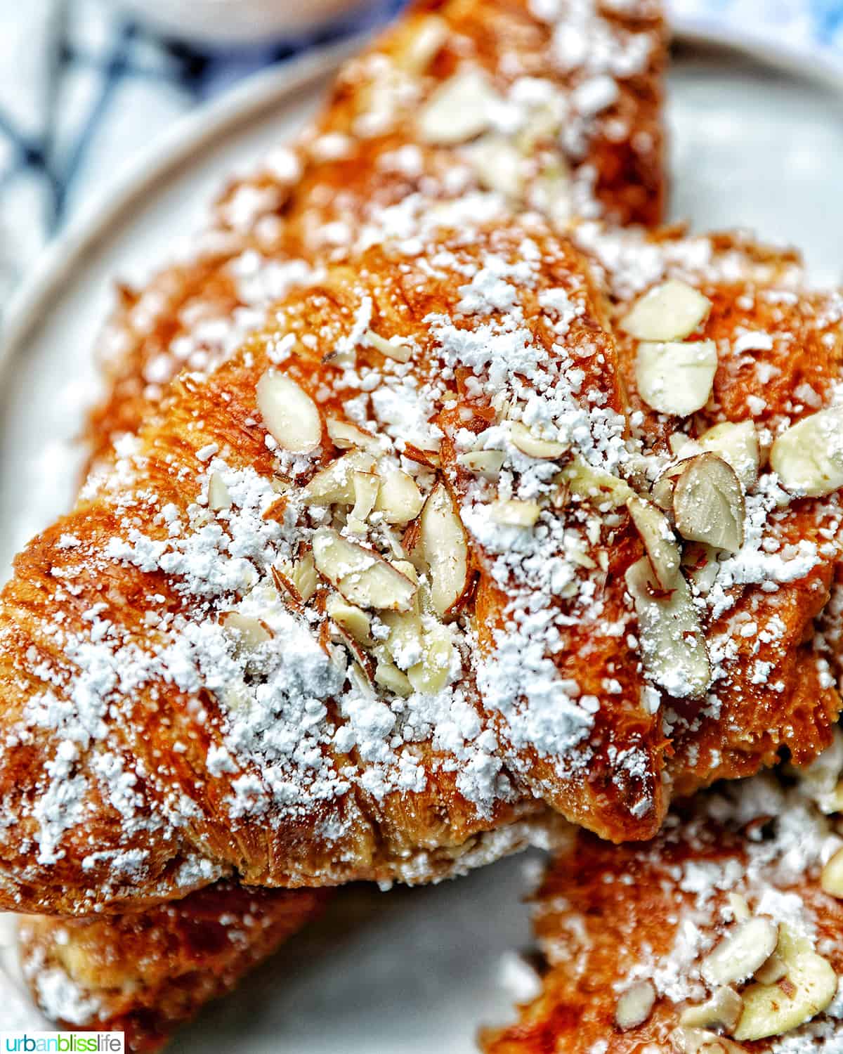 almond croissants on a plate.