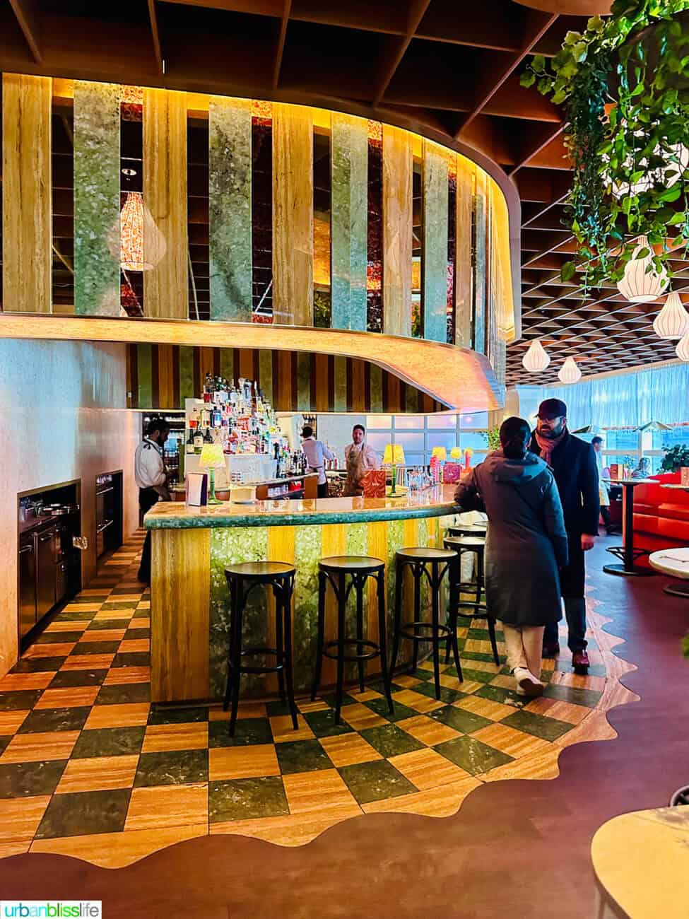 bar area of dining room at Bad Roman restaurant in New York City.