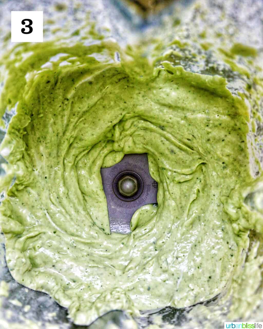 avocado cilantro lime crema in a blender.