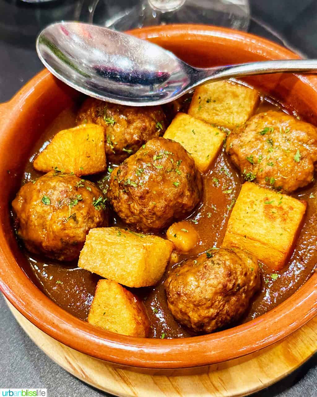 Albondigas meatballs at Mercado Little Spain in NYC.