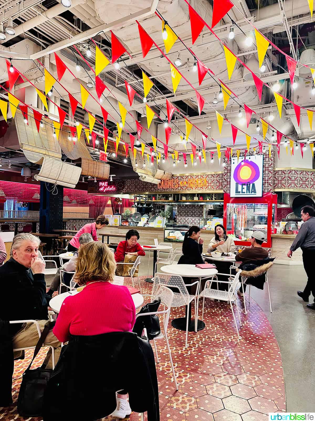 seating area at Mercado Little Spain in NYC.