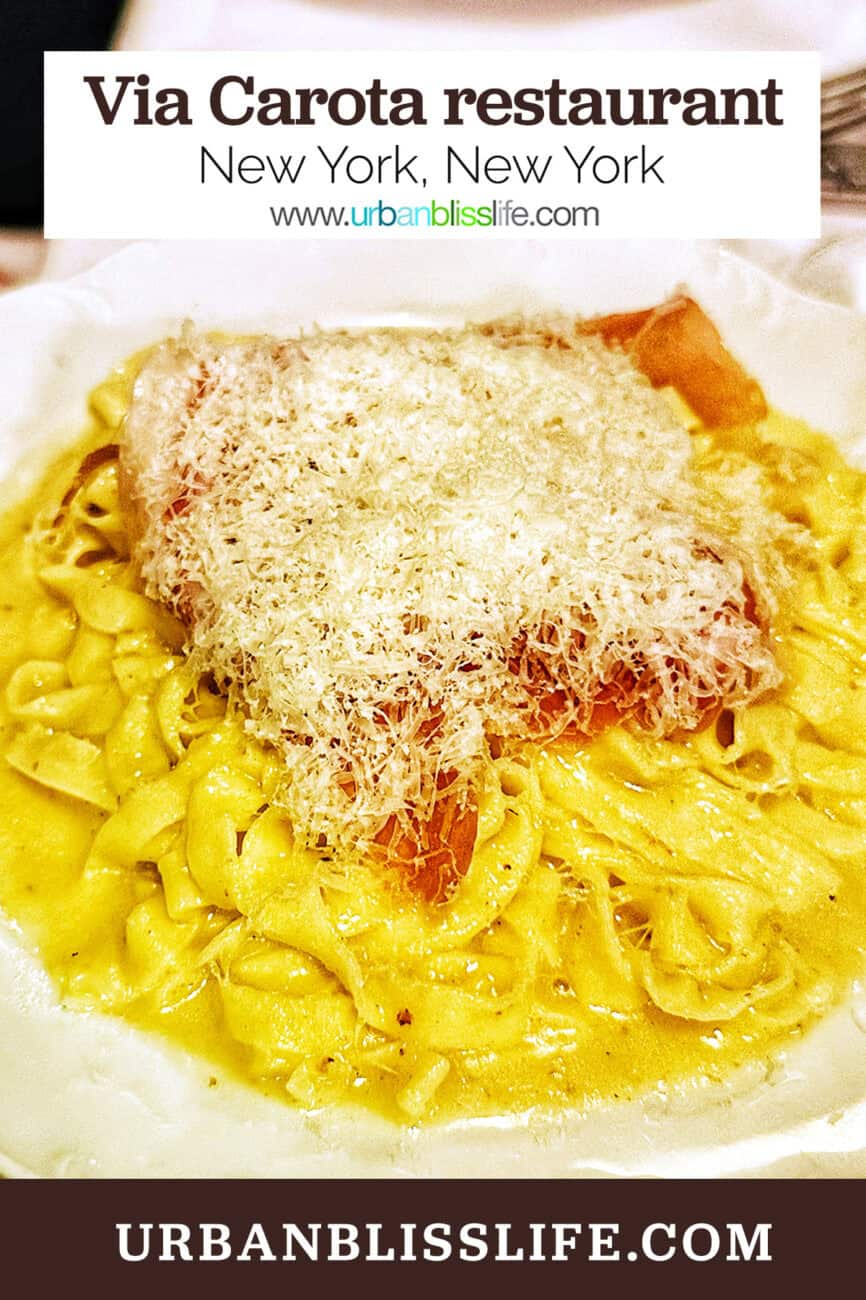 bowl of tagliatelle pasta at west village Italian restaurant Via Carota.