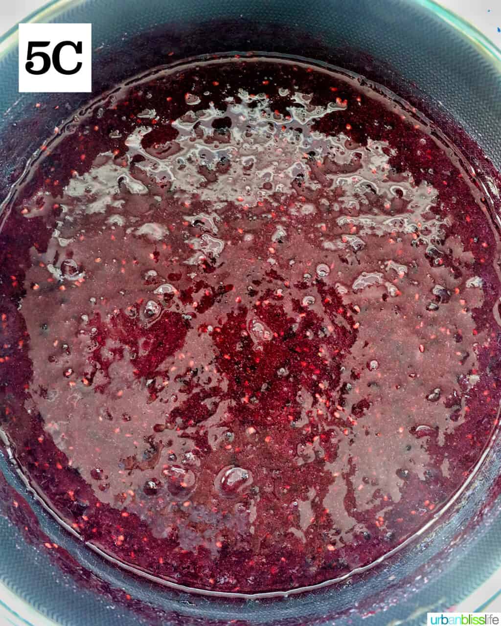 blackberry freezer jam in a saucepan.