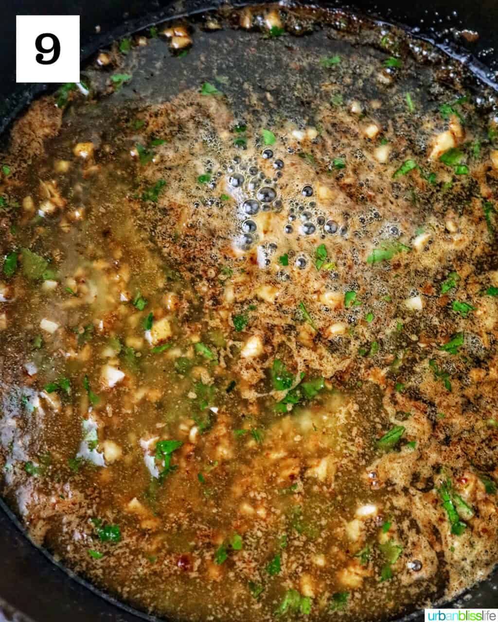 butter, garlic, herb sauce in a cast iron skillet.