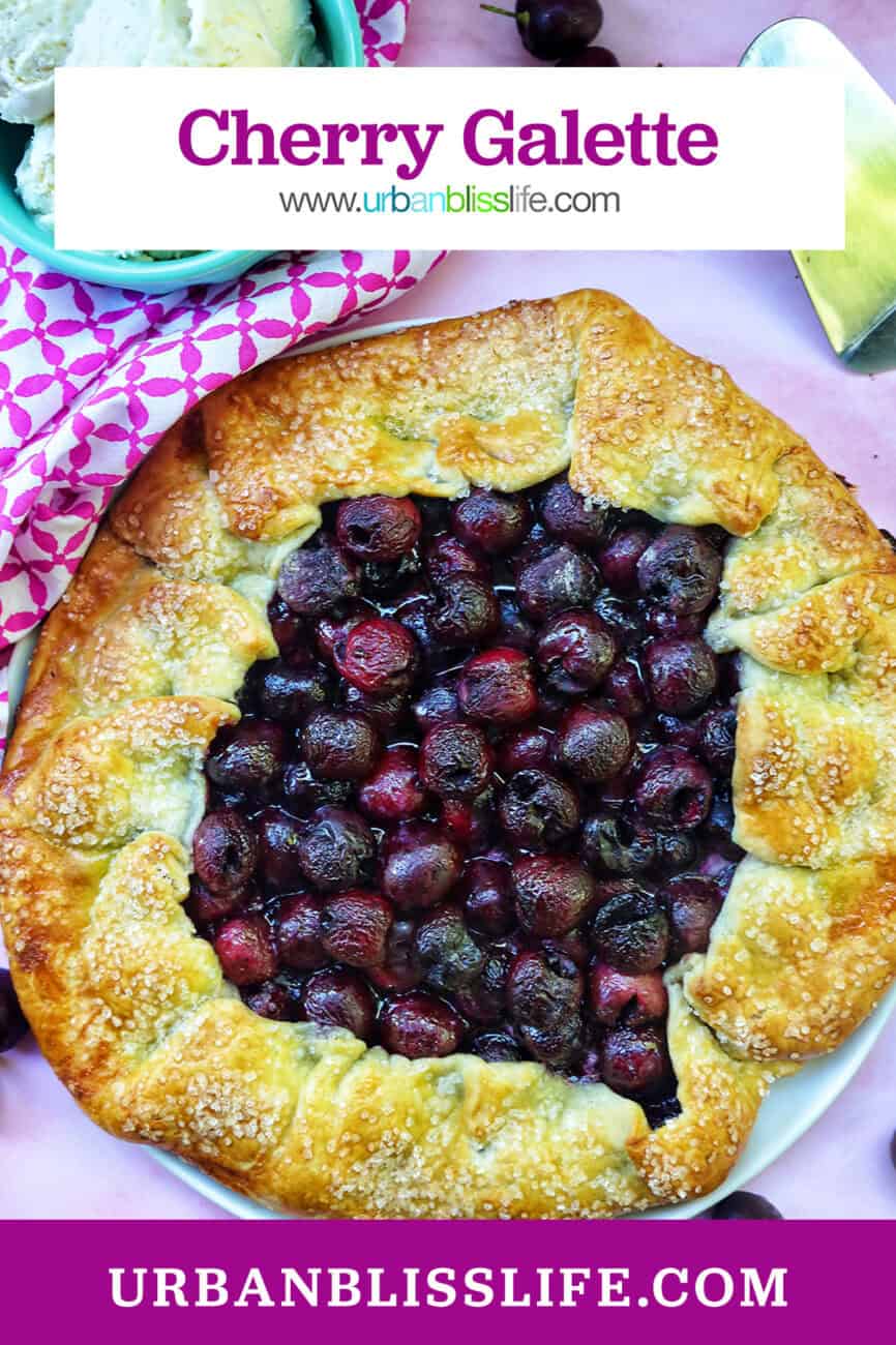 cherry galette with title text overlay.