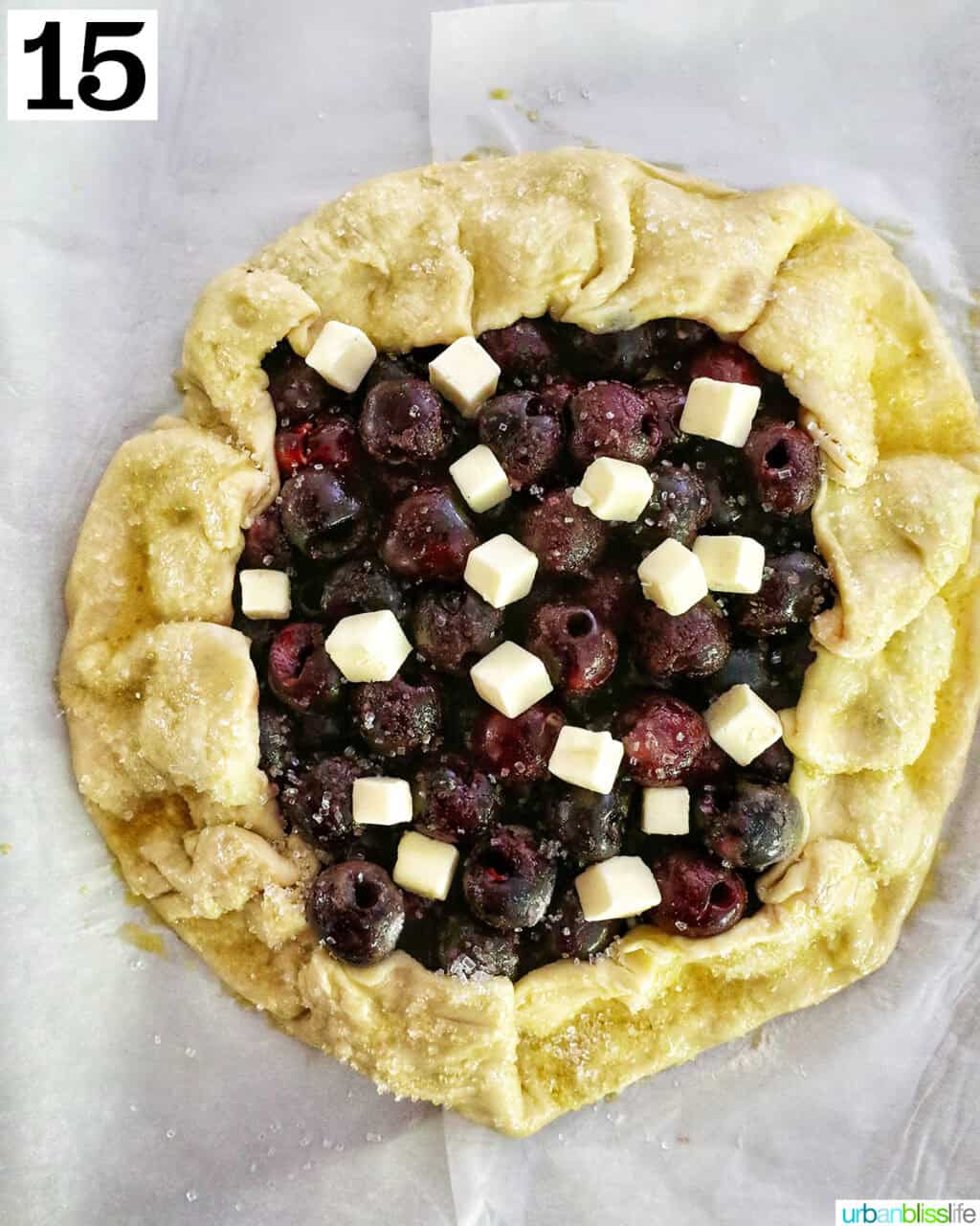 unbaked cherry galette ready to go in the oven.