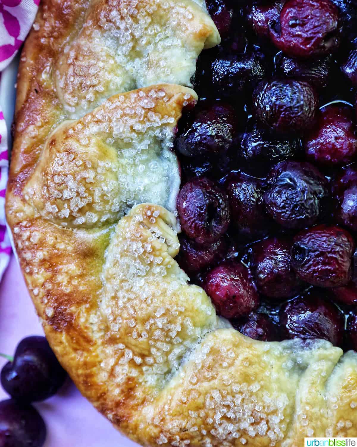 side view of a cherry galette.