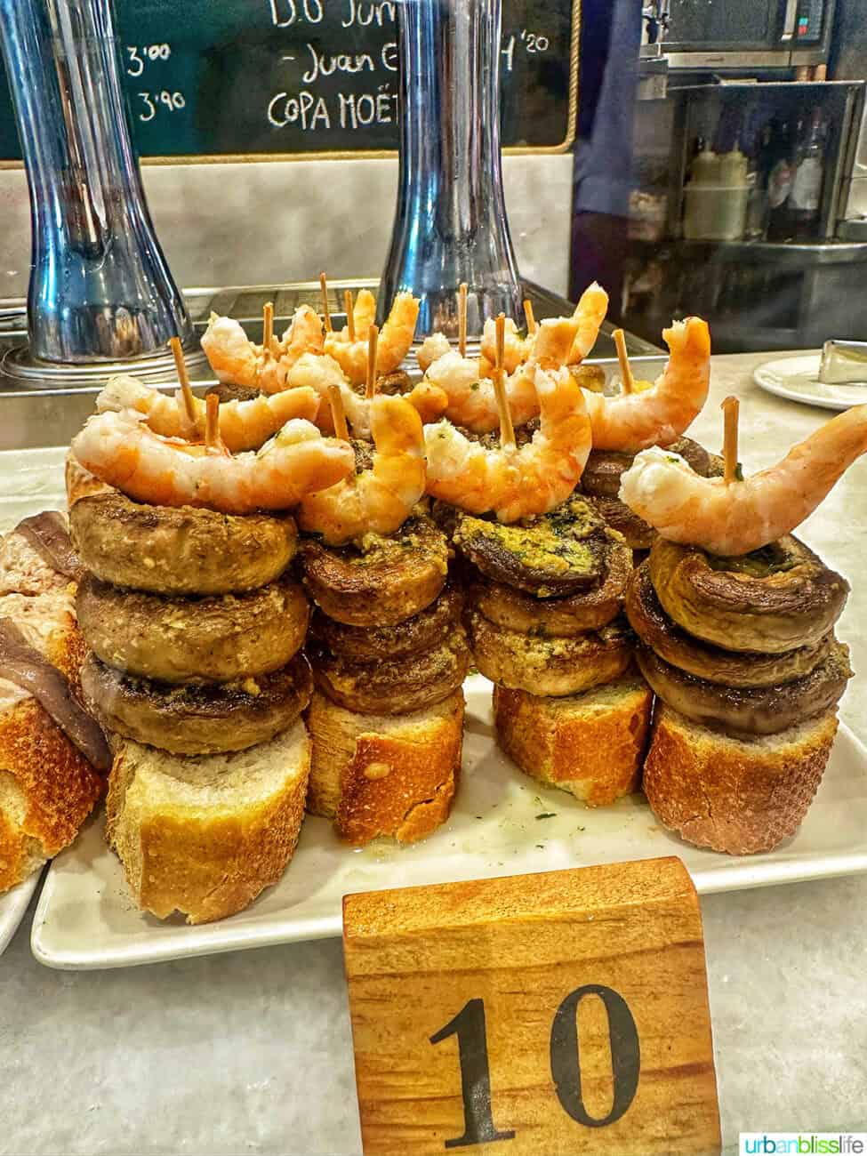 shrimp pintxos in San Sebastian Spain