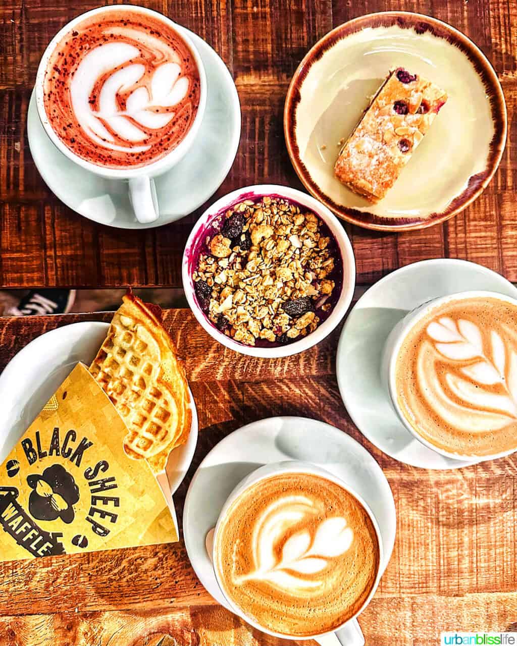 coffee and pastries at black sheep coffee