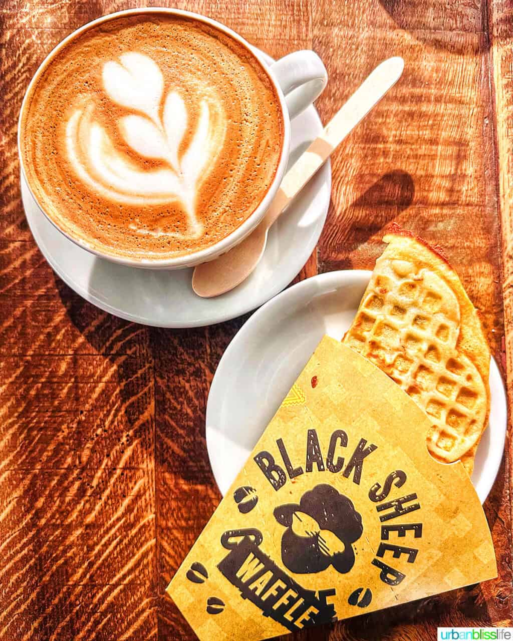 coffee and waffle at black sheep coffee