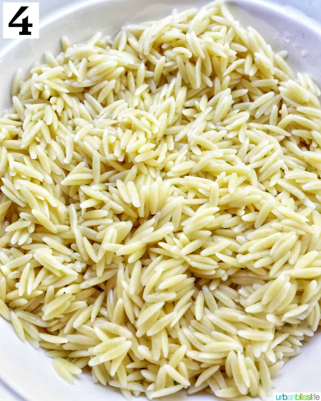 orzo pasta in a bowl.