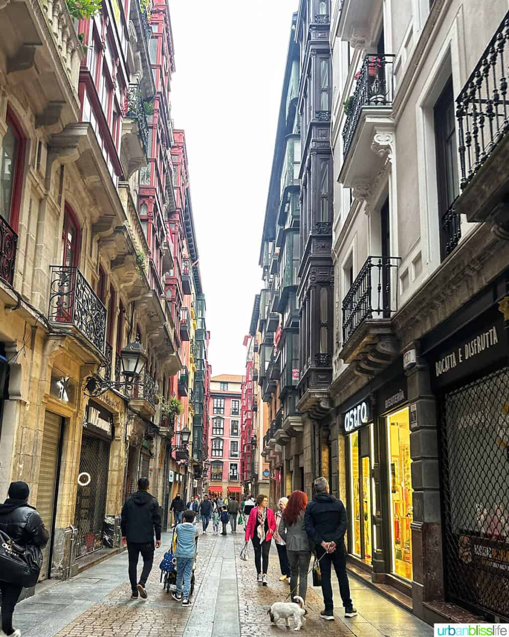 street scene in Casca Viejo (Old Town) Bilbao, Spain.