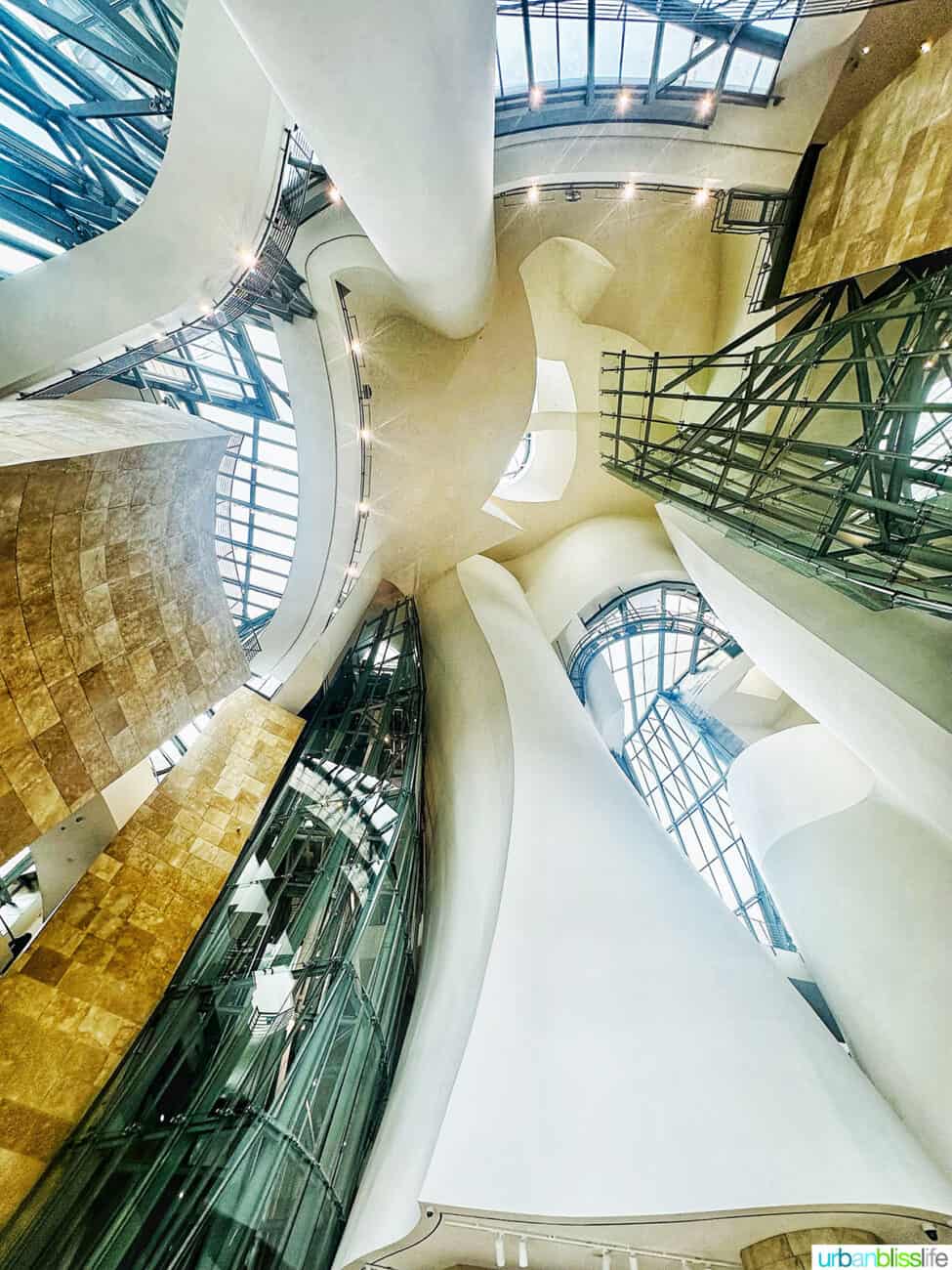 cool architecture inside the Guggenheim Museum Bilbao.