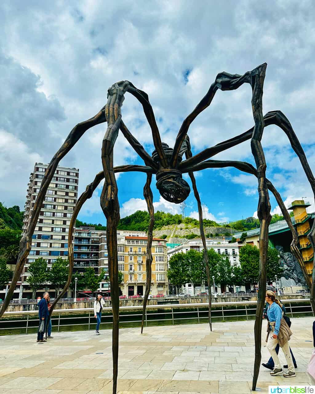 Maman spider sculpture outside of the Guggenheim Museum Bilbao.