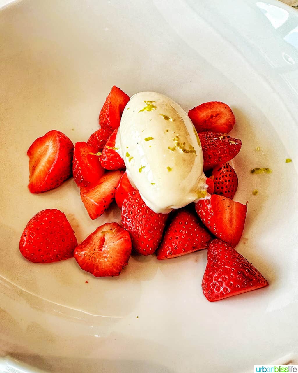 strawberries and vanilla ice cream