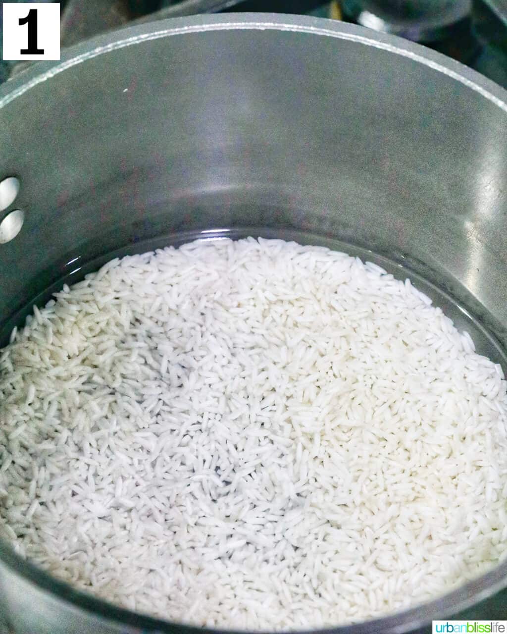 rice cooking in a pot.
