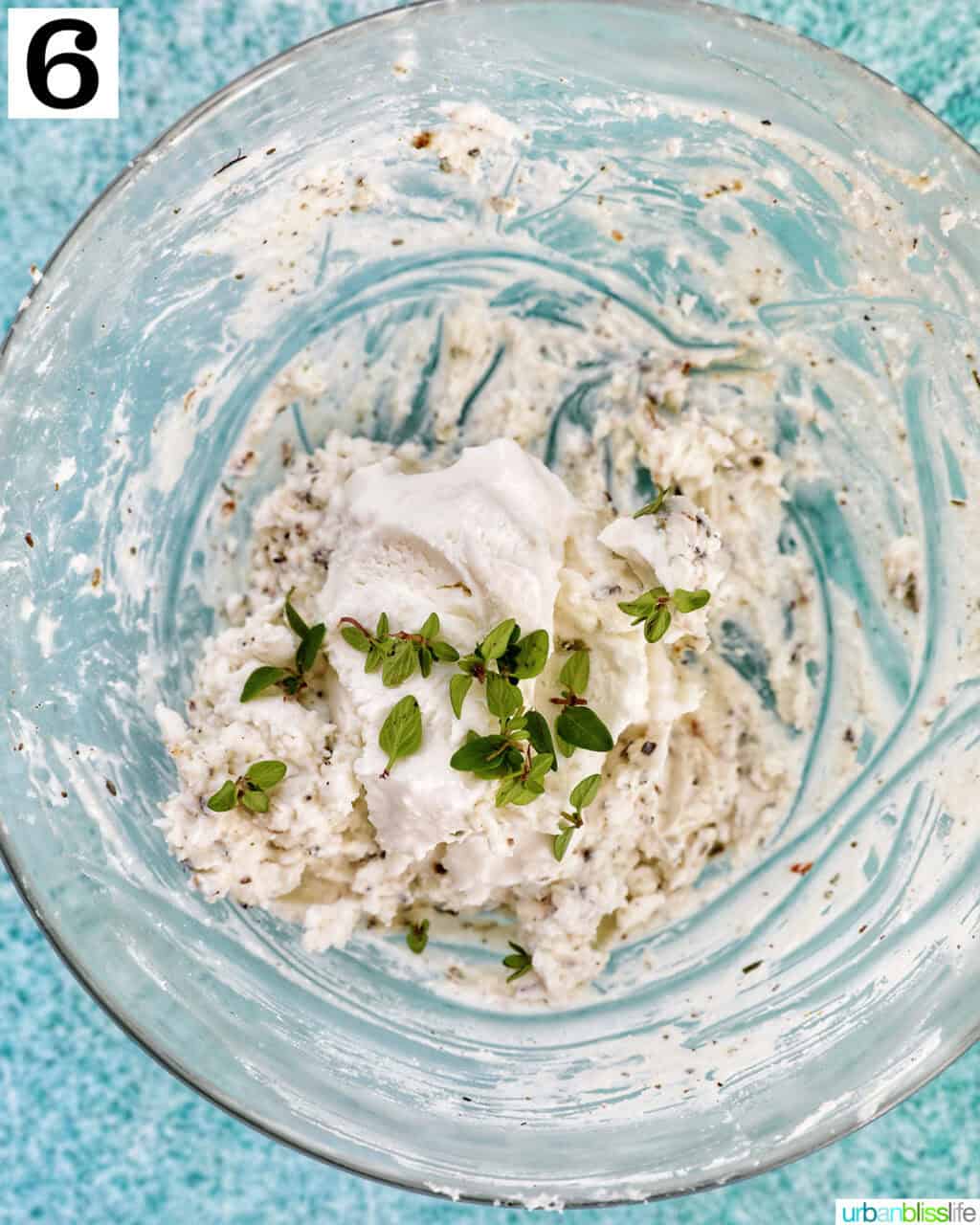 bowl of herbed goat cheese.