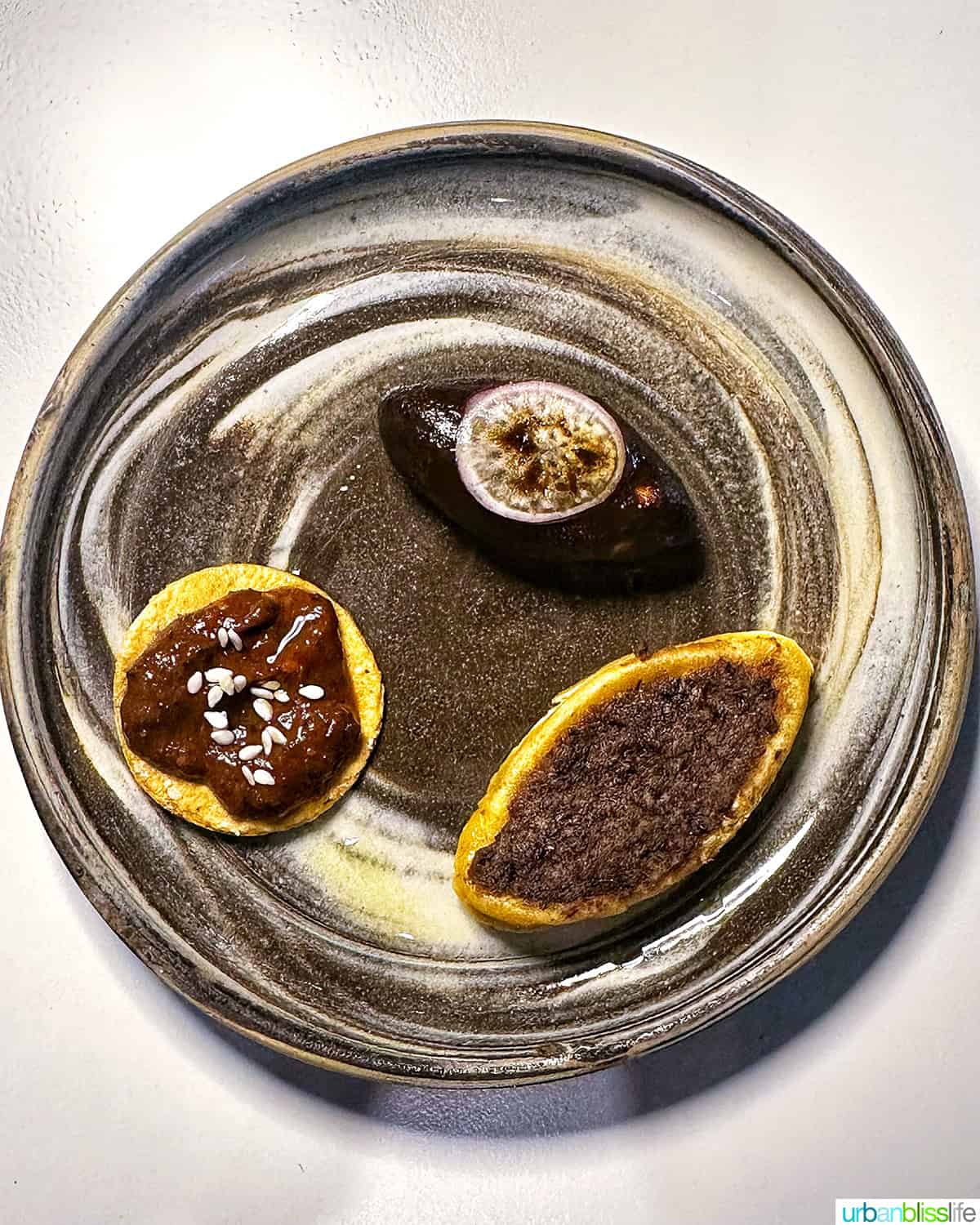 trio of amuse bouche at Republic restaurant in Portland, Oregon.