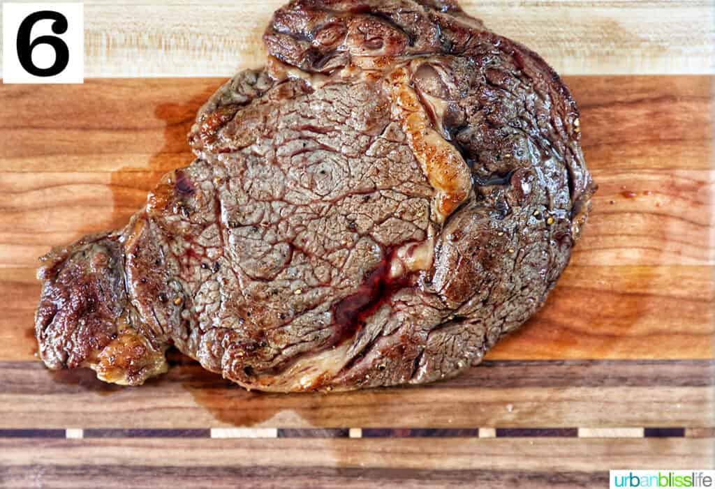 steak on a cutting board.