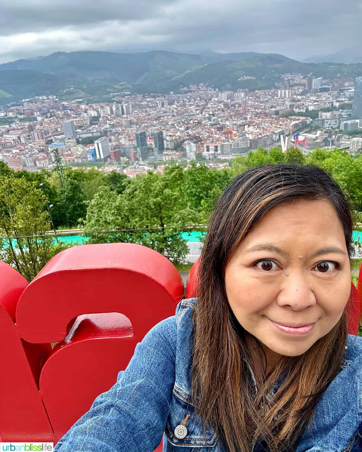 Marlynn Jayme Schotland at Monte Atxanda overlooking the city of Bilbao, Spain. 