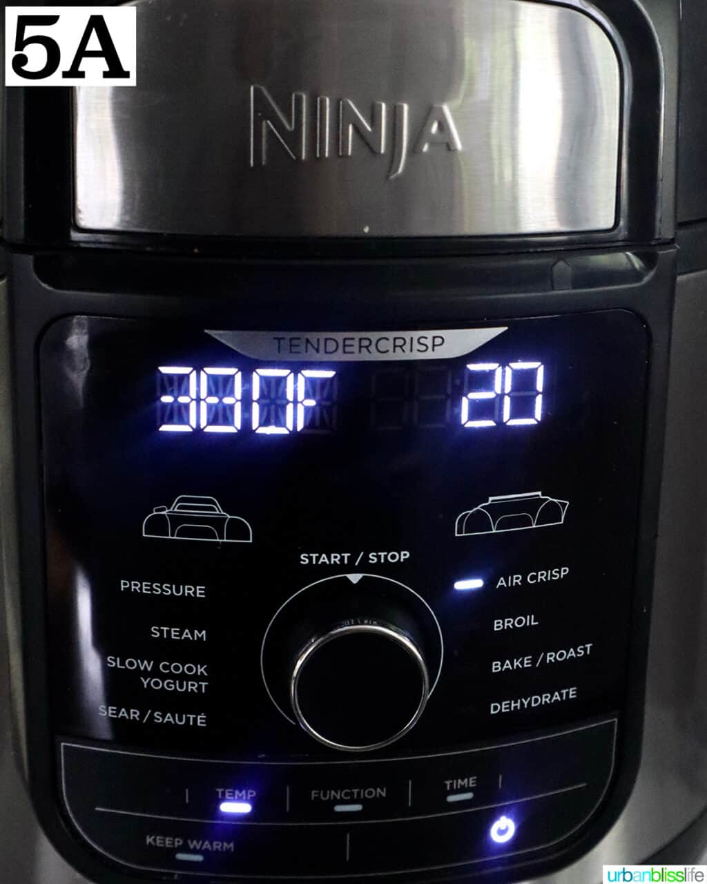 air fryer set to 380 degrees and 20 minutes.