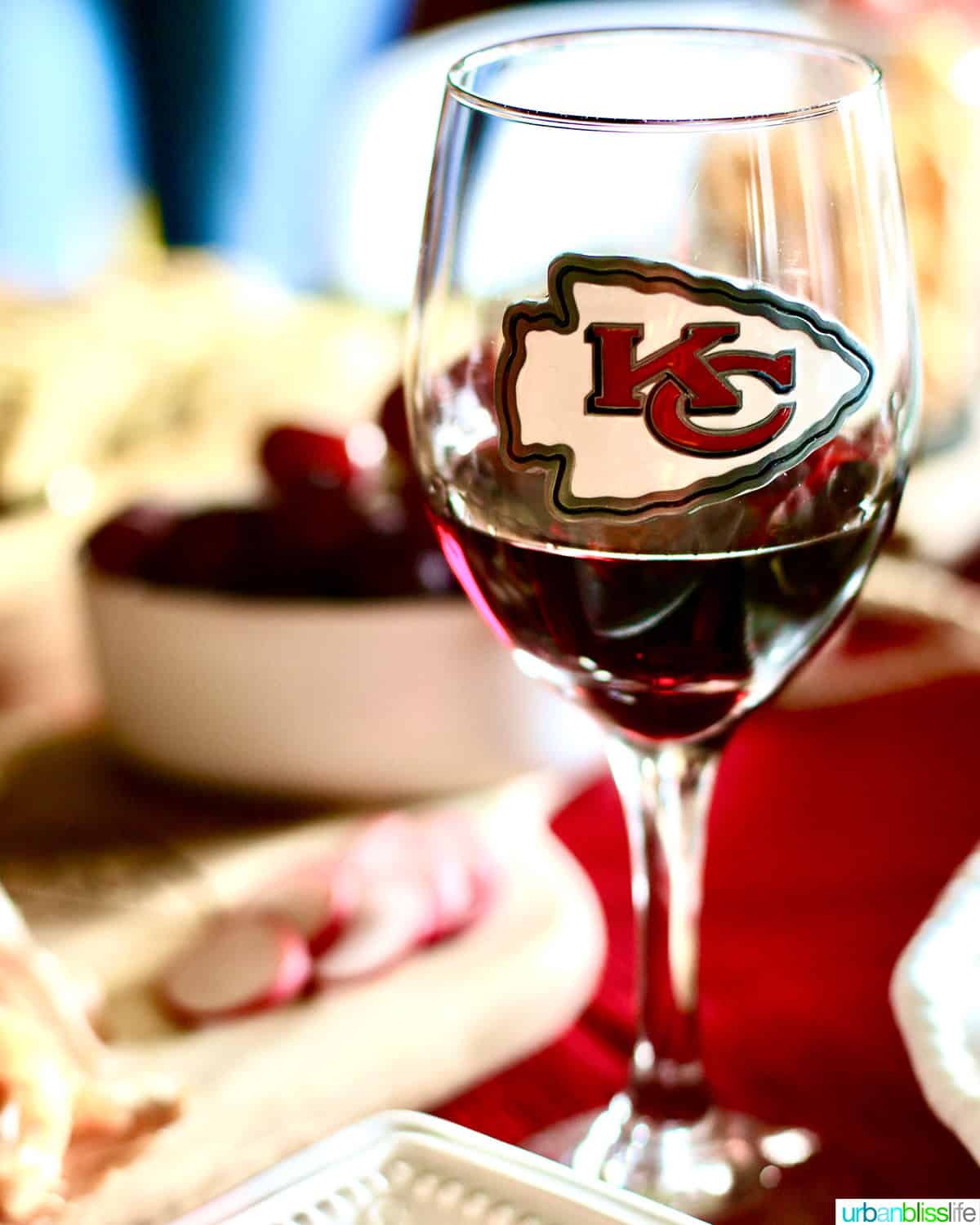KC wine glass.