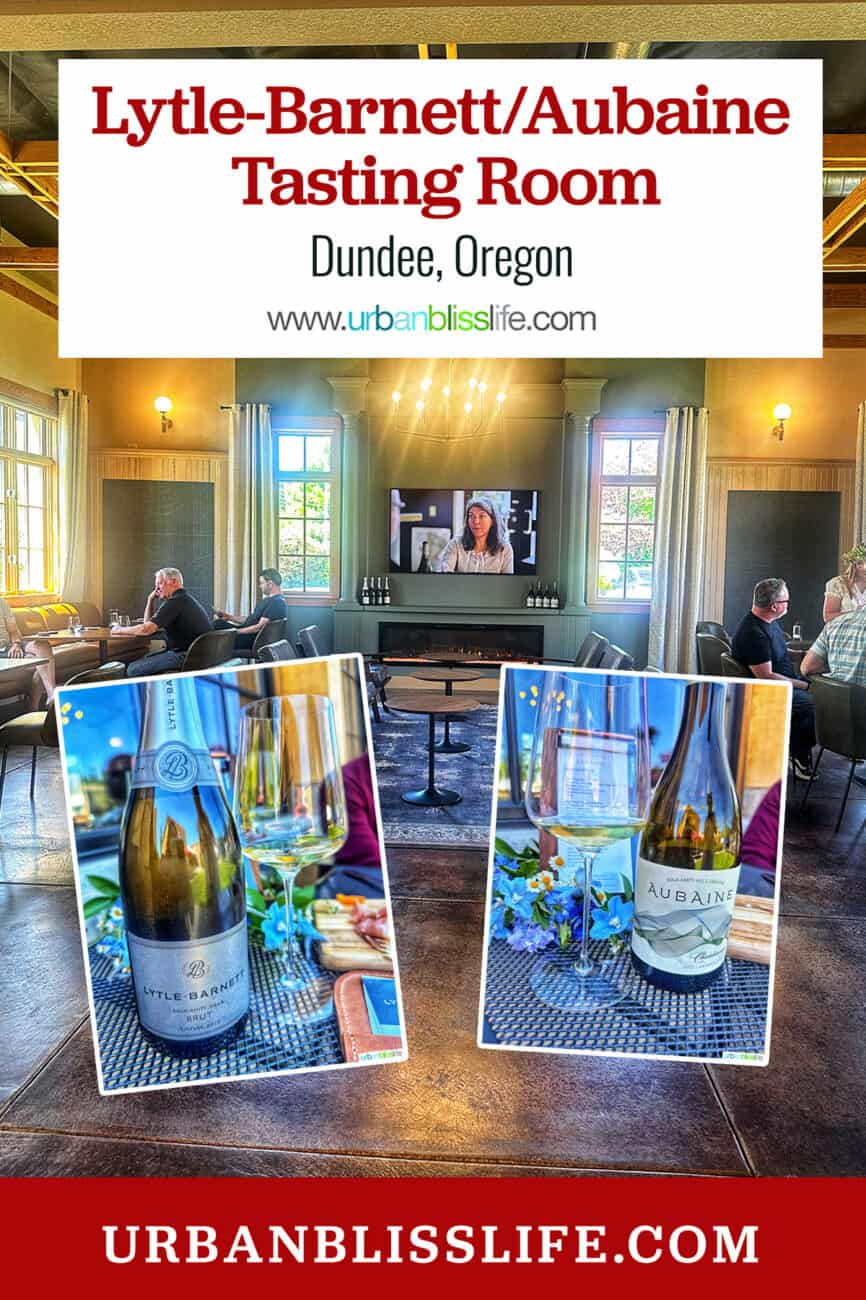 lytle-barnett and aubaine tasting room with text overlay
