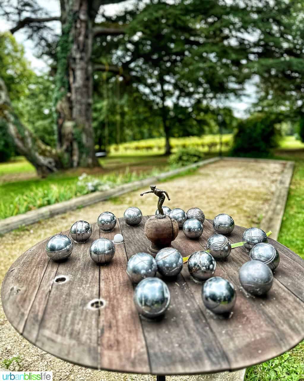 petanque court at Chateau de Valcreuse in La Roche-Posay, France.