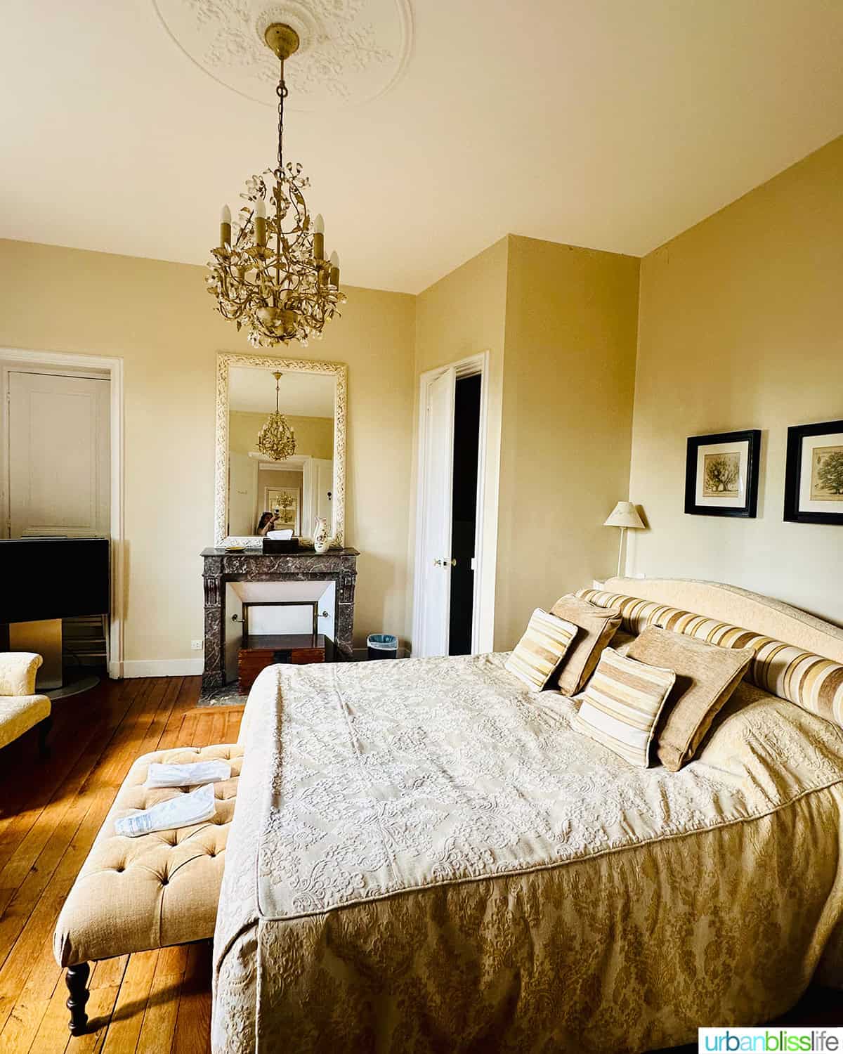 bedroom suite at at Chateau de Valcreuse in La Roche-Posay, France.