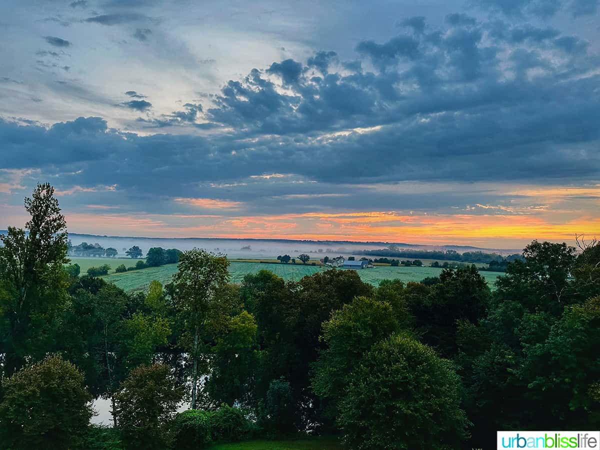 sunrise or sunset at Chateau de Valcreuse in La Roche-Posay, France.