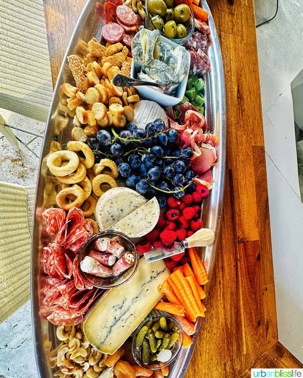 beautiful charcuterie board at Chateau de Valcreuse.