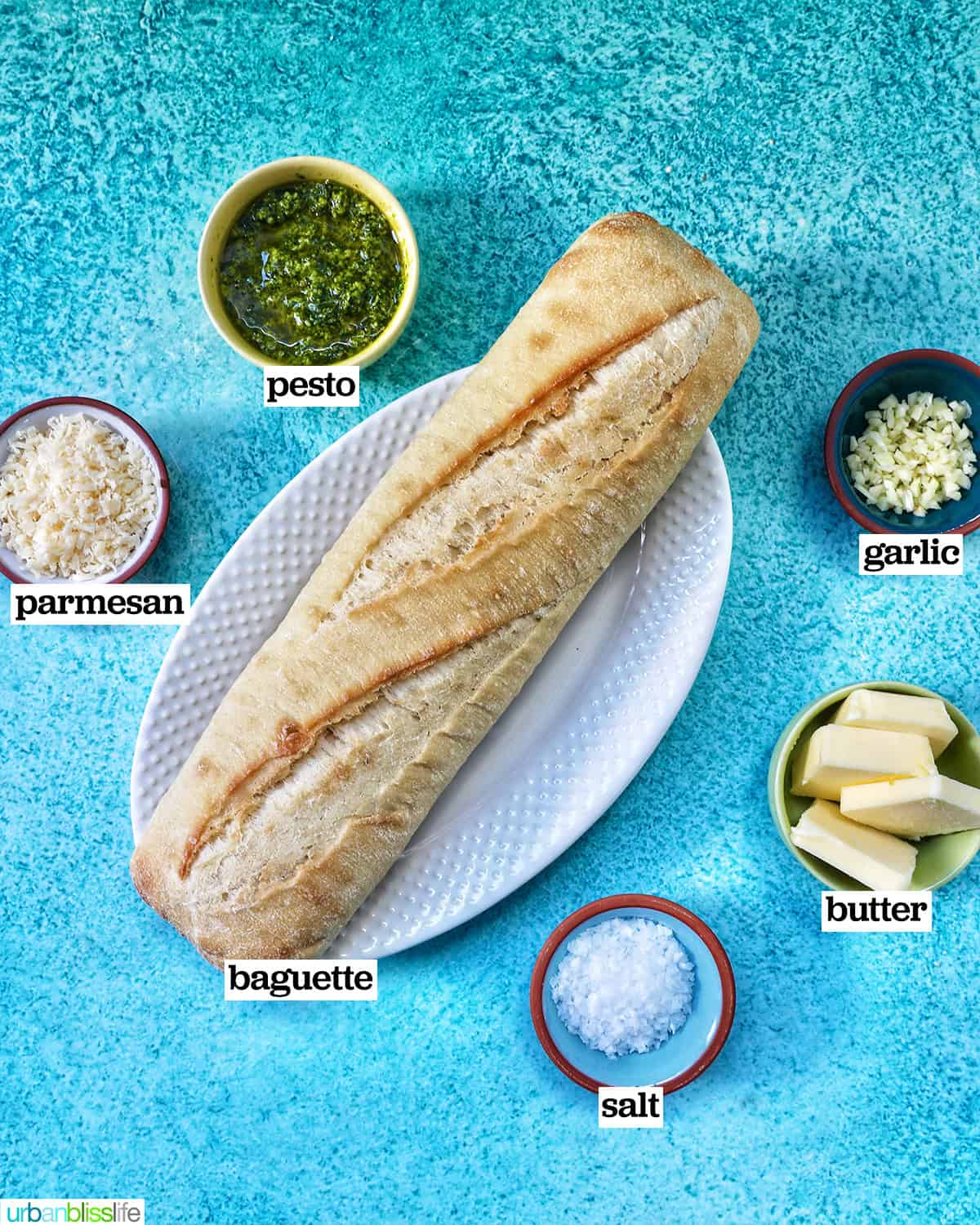 ingredients to make pesto bread.