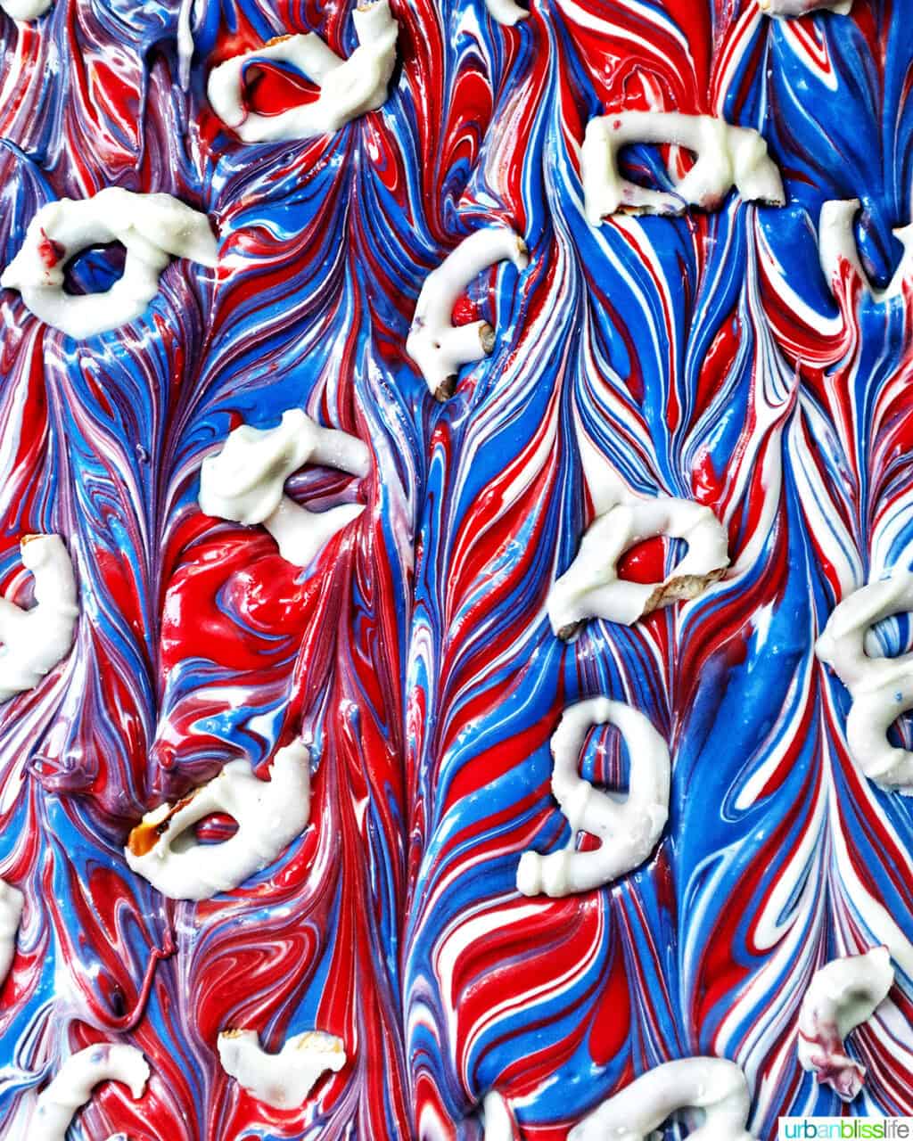 red, white, and blue patriotic bark.