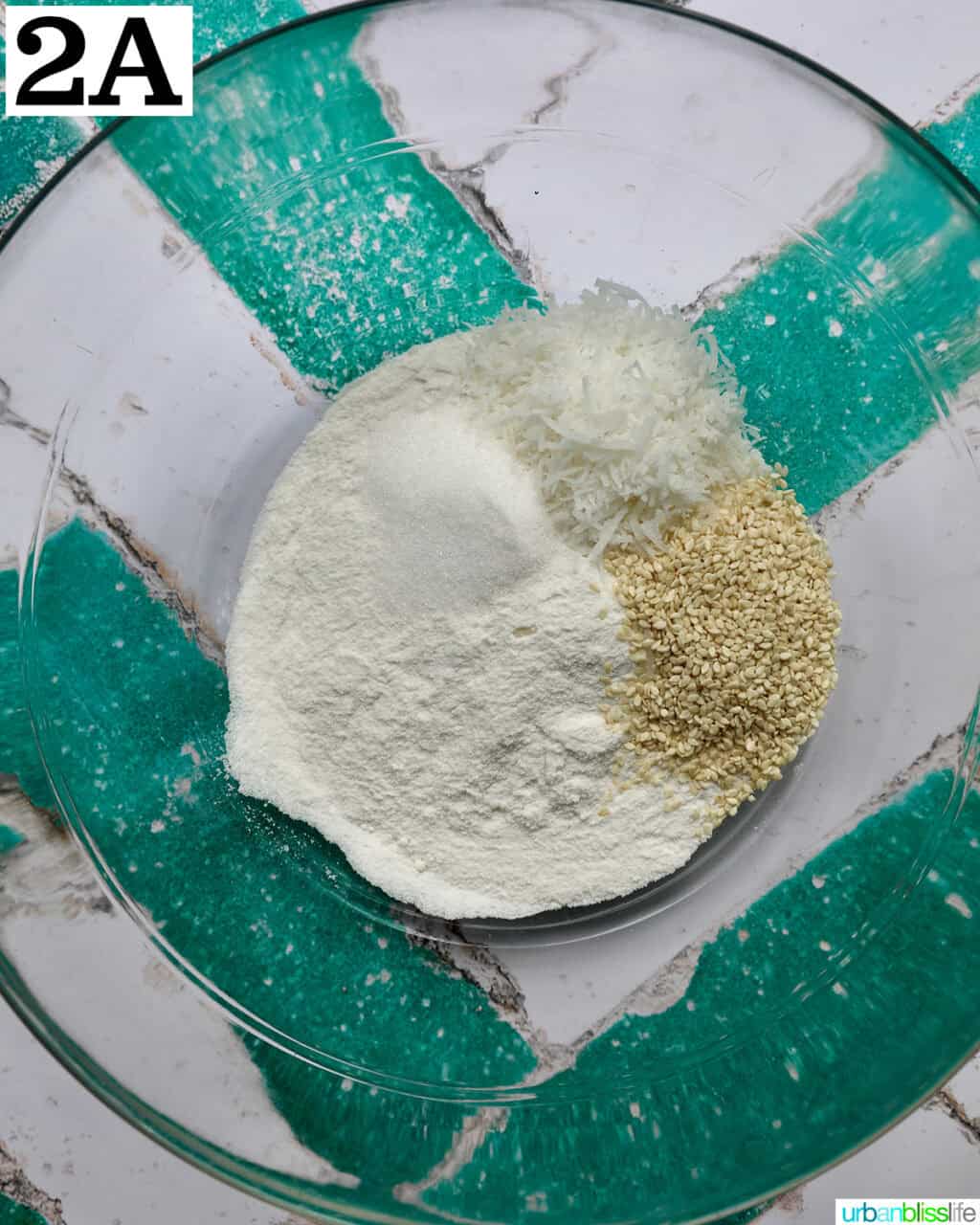 dry ingredients for batter in a bowl.