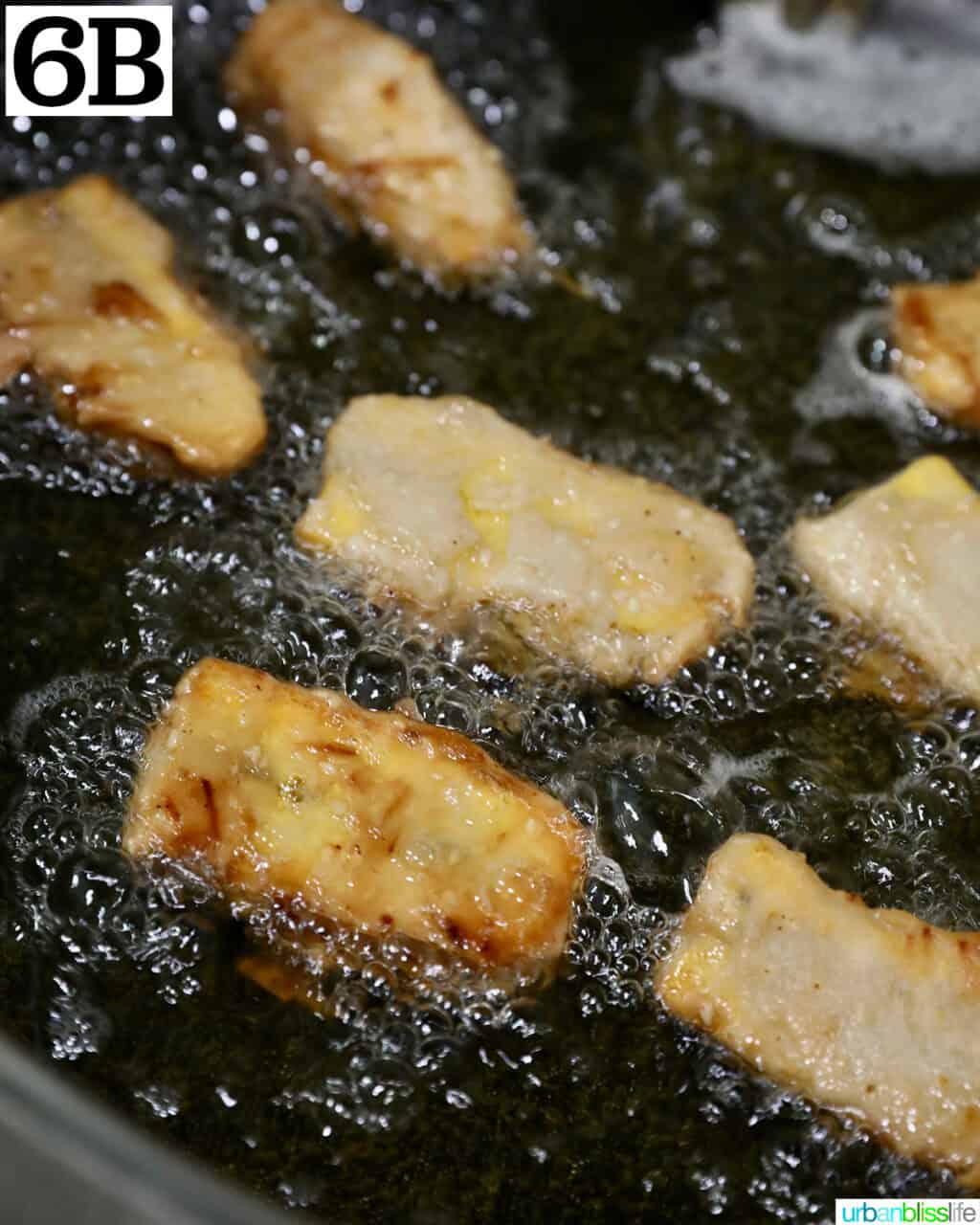 frying plaintains.