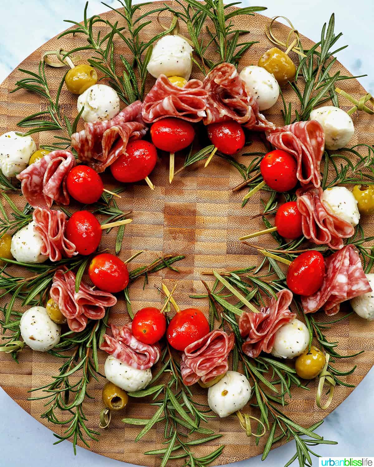 antipasto Christmas wreath appetizer.