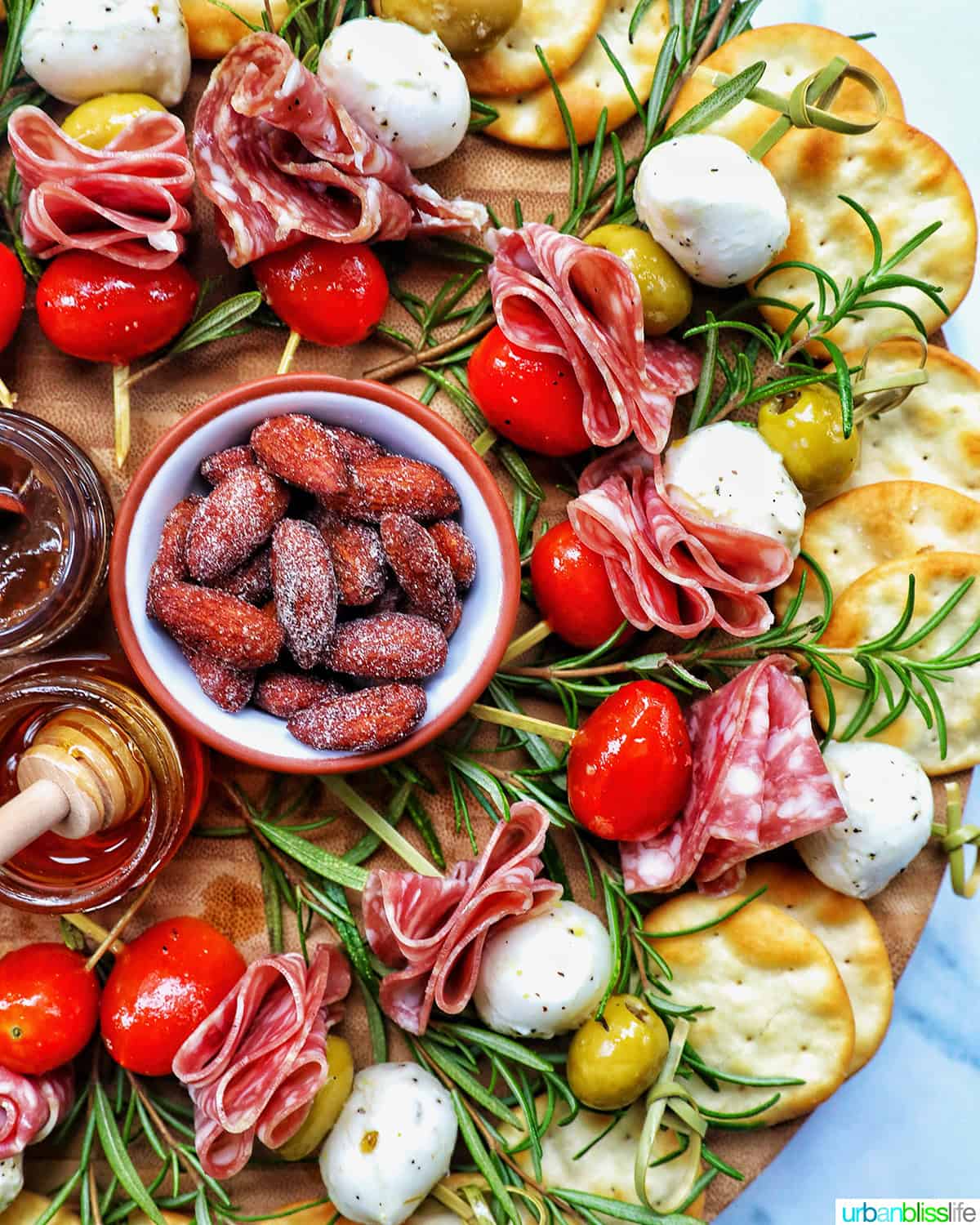 antipasto Christmas wreath appetizer.