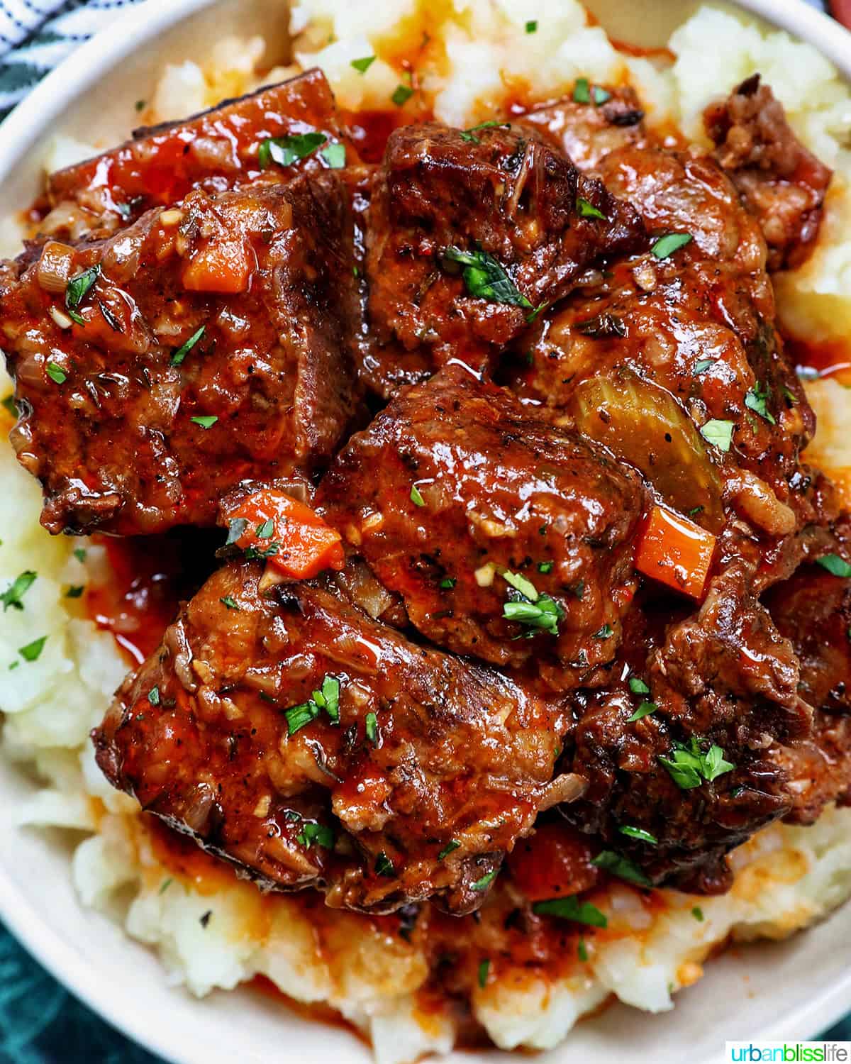 beer braised short ribs over mashed potatoes.