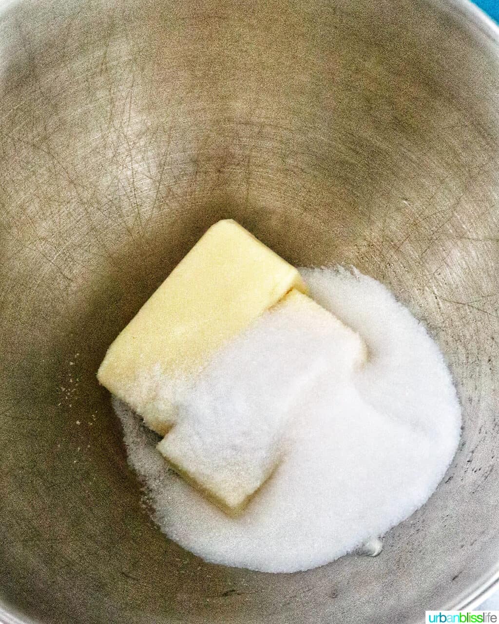 butter and sugar in a stand mixer bowl.