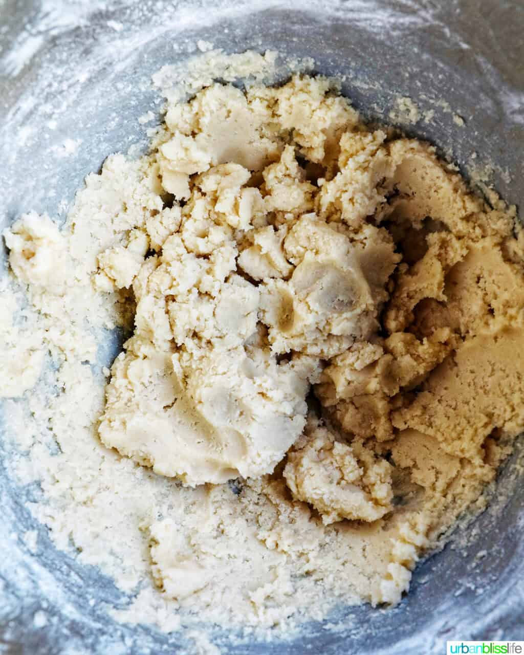 dough for pistachio cranberry shortbread cookies.