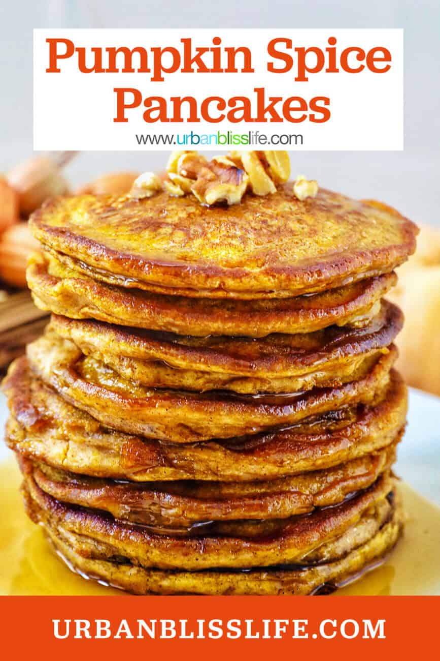 stack of pumpkin pie spice pancakes.