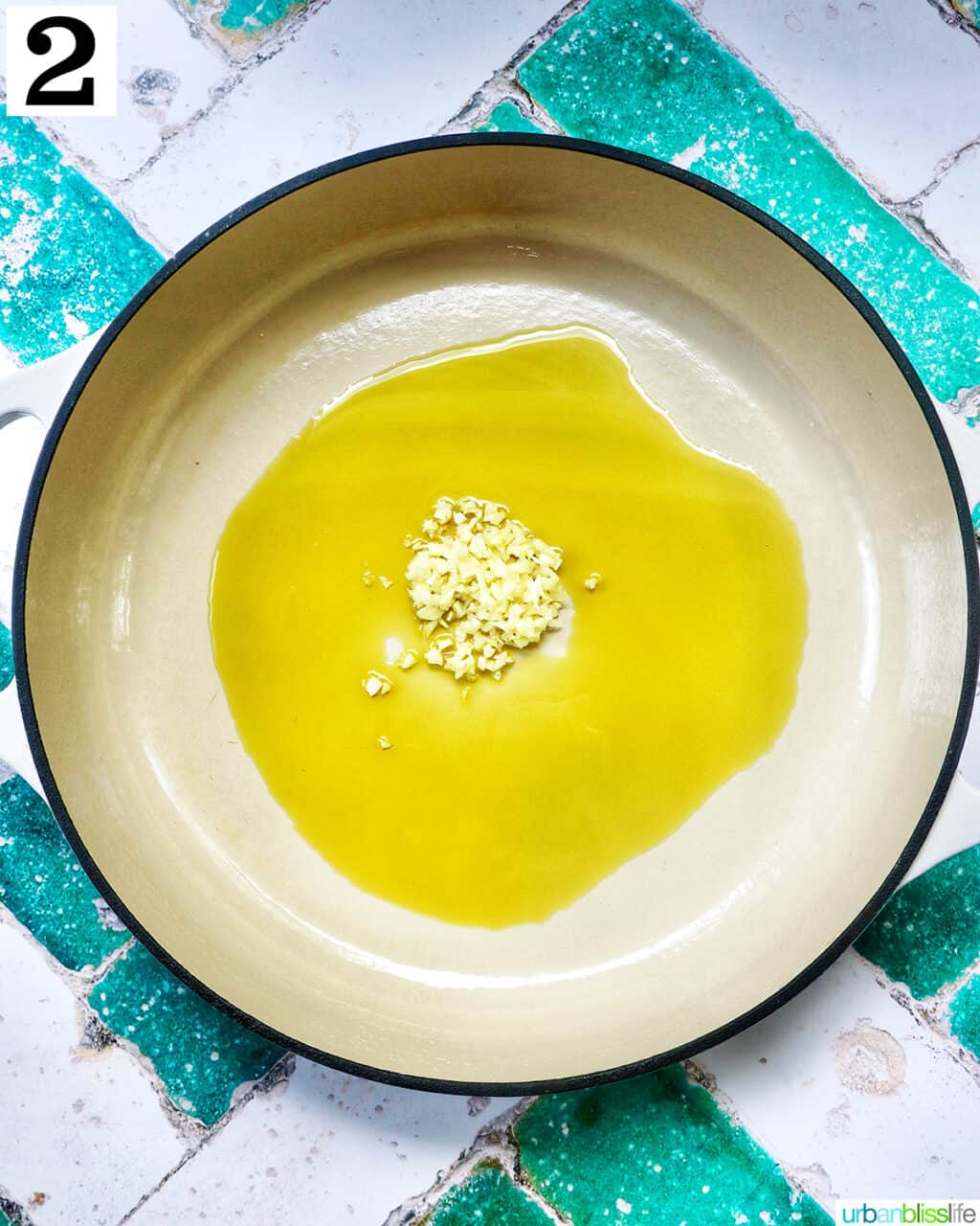 garlic and olive oil in a saucepan.