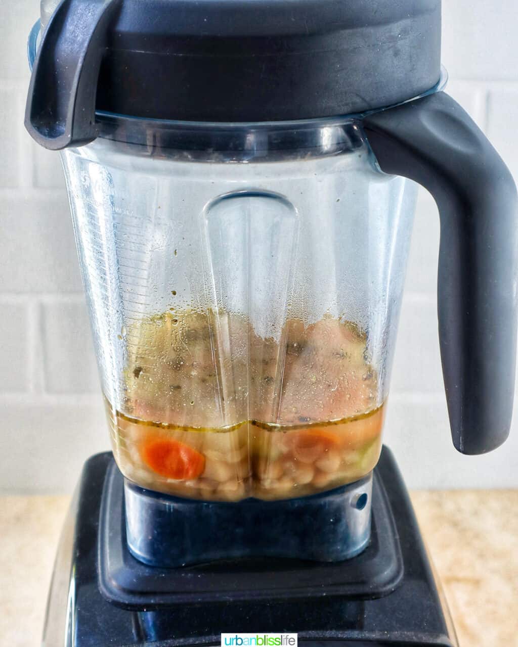Tuscan kale and white bean soup in a blender.
