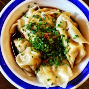 chicken and Oregon truffle wontons at Warsugai restaurant in Portland, Oregon.