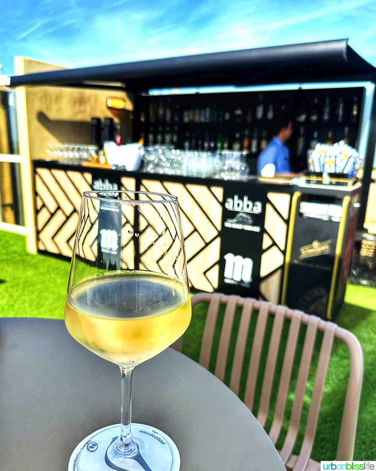 glass of txakoli on table