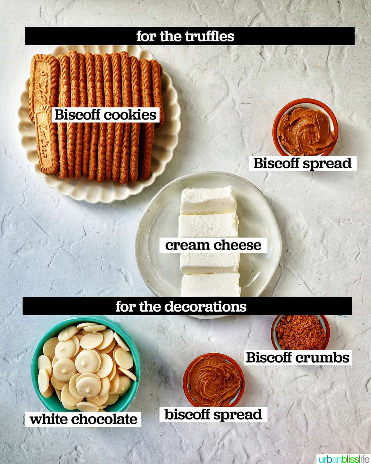 ingredients to make Biscoff truffles.