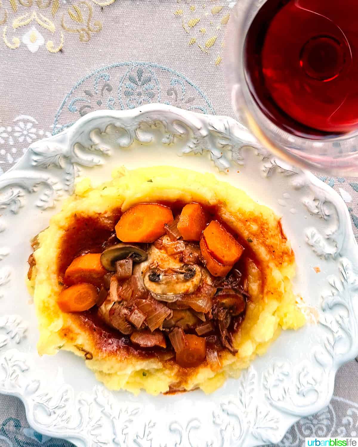 bowl of coq au vin.