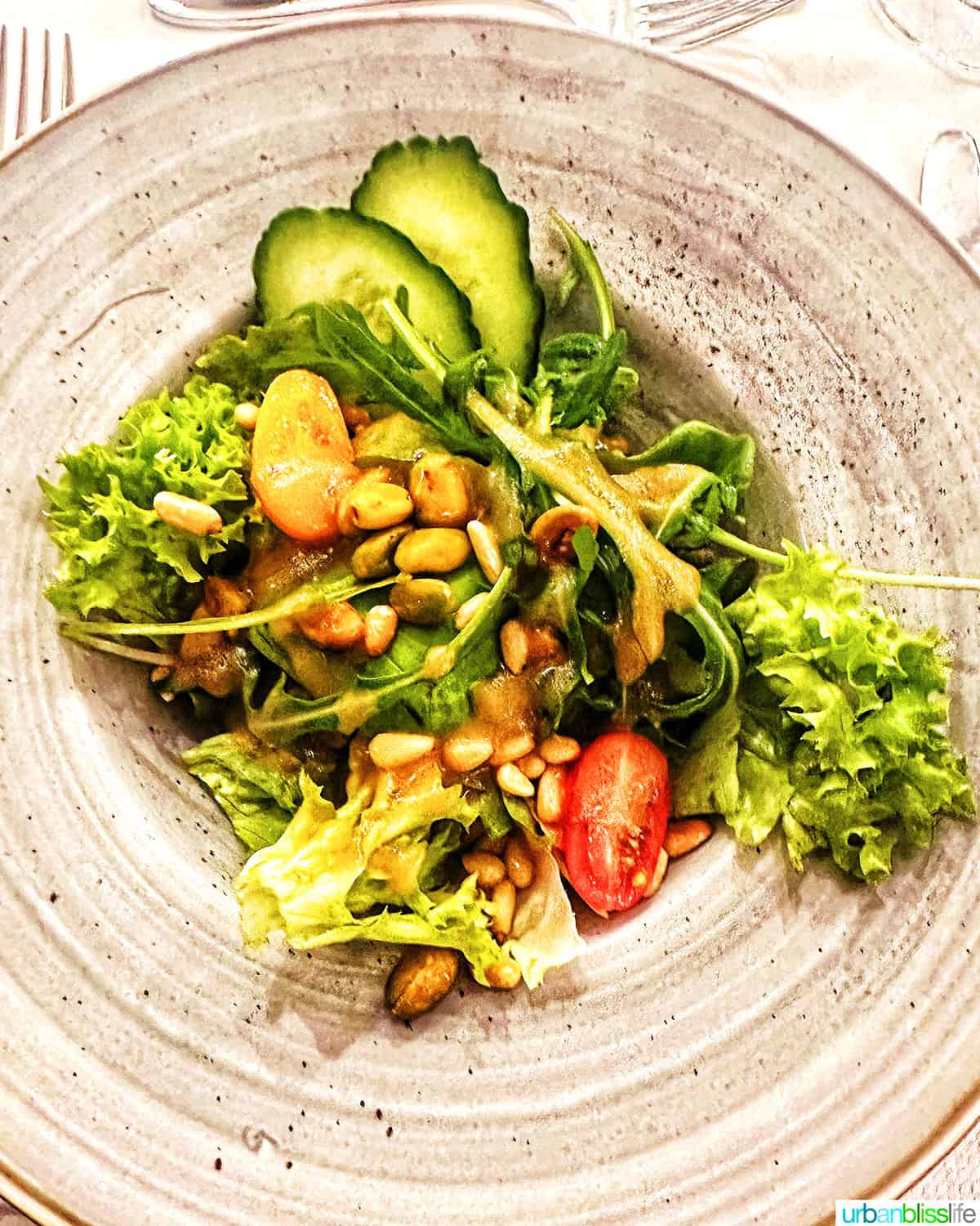 salad on amawaterways river cruise.