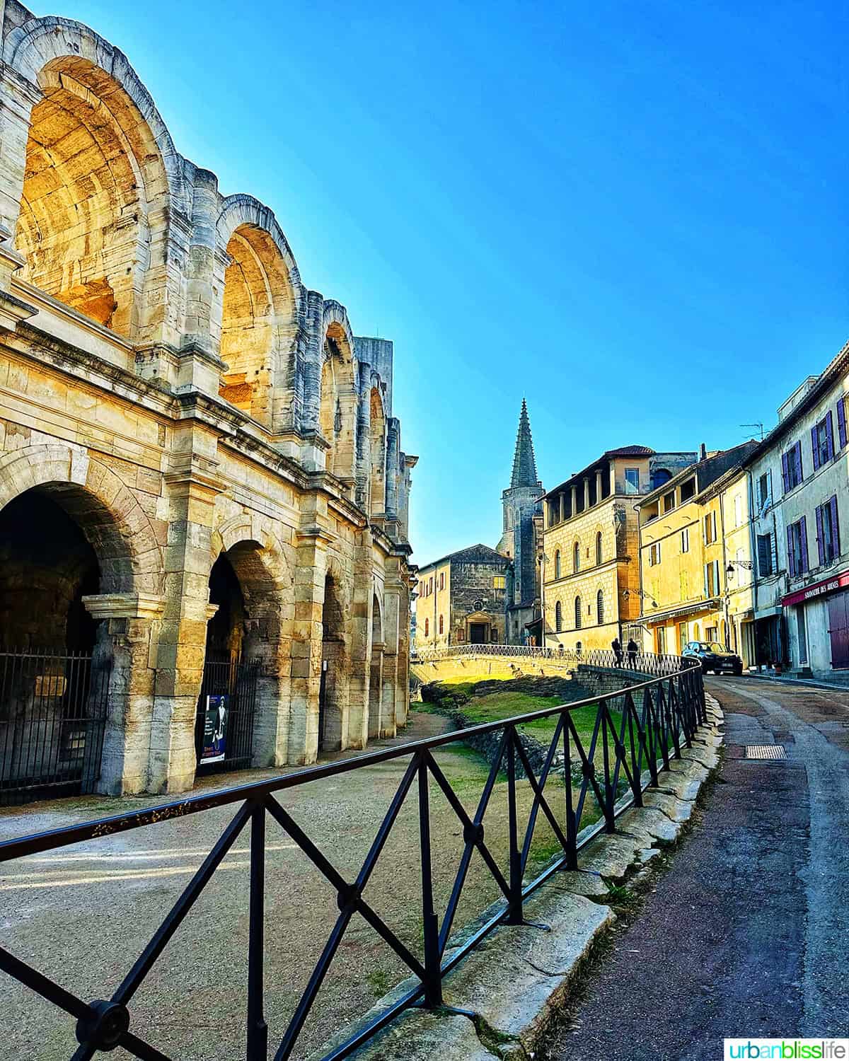 arles amphitheater with street