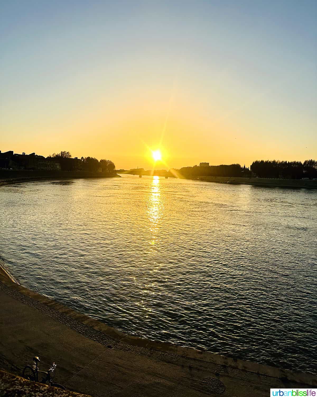 rhone river at sunset in arles france